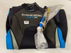 CRESSI MED X LADY SHORTY WETSUIT 2.5MM BLACK/BLUE SIZE L/4 TO INCLUDE CRESSI ALPHA ULTRA DRY SNORKEL BLUE/AZURE