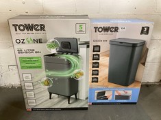 TOWER 50 LITRE SENSOR BIN TO INCLUDE TOWER OZONE GREY 65 LITRE SENSOR BIN