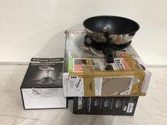 APPROX 5 X ASSORTED HOUSEHOLD ITEMS TO INCLUDE TOWER 3 PIECE SAUCEPAN SET FORGED ALUMINIUM