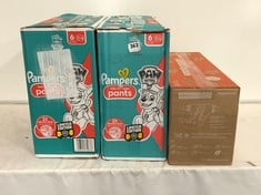 2 X BOXES OF PAMPERS BABY DRY PANTS SIZE 6 138-PER BOX TO INCLUDE PURA.NAPPI 105 ECO NAPPIES SIZE 6