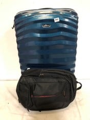 SAMSONITE TURQUOISE BLUE HARDSHELL TRAVEL CASE LARGE SPINNER TO INCLUDE SAMSONITE BACKPACK BLACK