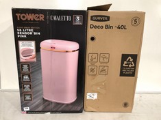 TOWER CAVALETTO ROSE GOLD EDITION 58 LITRE SENSOR BIN PINK TO INCLUDE CURVER DECO BIN 40 LITRE