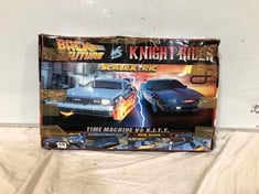 SCALEXTRIC BACK TO THE FUTURE TIME MACHINE VS KNIGHT RIDER K.I.T.T. RACE TRACK RRP- £159.99