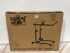 2 X NRS HEALTHCARE OVER BED/CHAIR TABLES 1 X WHEELED, 1 X DIVAN STYLE