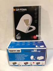 GRIFEMA D-SHAPED TOILET SEAT TO INCLUDE THETFORD TOILET FRESH-UP SET