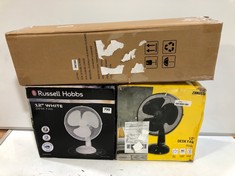 3 X ASSORTED FANS TO INCLUDE ZANUSSI 12" DESK FAN MODEL NO-ZNPDF1221B-AZ