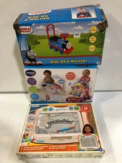 3 X ASSORTED KIDS TOYS TO INCLUDE VTECH BABY FIRST STEPS BABY WALKER