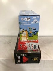 3 X KIDS SCOOTERS TO INCLUDE BLUEY MY FIRST 2-IN-1 TRAINING BIKE