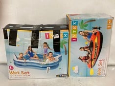 2 X ASSORTED WET SET COLLECTION INFLATABLES 1 X 200 EXPLORER PRO BOAT, 1 X 2.29MX2.29MX66CM POOL