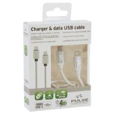 19 X PULSE WIRE 350 USB CABLE, SILVER/WHITE.