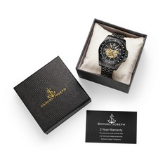 SAMUEL JOSEPH LIMITED EDITION SKELETON MECHANISM BLACK DESIGNER MEN’S WATCH RRP £220 .