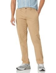 15X ASSORTED TROUSERS TO INCLUDE ESSENTIALS MEN'S STRAIGHT-FIT CASUAL STRETCH CHINO TROUSER, DARK KHAKI BROWN, 31W / 32L, ESSENTIALS MEN'S SKINNY-FIT CASUAL STRETCH CHINO TROUSER, DARK GREY, 28W / 28