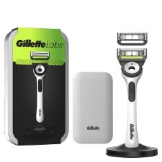 GILLETTE LABS MEN'S WHITE RAZOR WITH EXFOLIATING BAR, 1 HANDLE + 2 BLADE REFILLS, TRAVEL CASE AND STAND, GILLETTE FUSION5 RAZOR FOR MEN, 1 GILLETTE RAZOR,, WILKINSON SWORD - INTUITION ULTRA MOISTURE