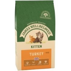 5 X JAMES WELLBELOVED KITTEN TURKEY 4 KG BAG, HYPOALLERGENIC DRY CAT FOOD BB: 27/09/24.