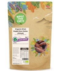 20 X WHOLEFOOD EARTH ORGANIC DRIED DEGLET NOUR DATES (PITTED) – 1 KG | GMO FREE | RAW | VEGAN | HIGH FIBRE | CERTIFIED ORGANIC BB: 26/09/2024.