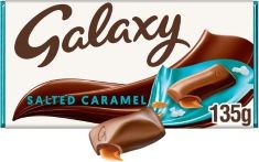 100 X GALAXY SALTED CARAMEL CHOCOLATE BAR, CHOCOLATE GIFTS, MILK CHOCOLATE, 135 G BB: 06/10/24.