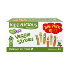 27 X KIDDYLICIOUS VEGGIE STRAWS BOX - DELICIOUS SNACKS FOR KIDS - SUITABLE FOR 9+ MONTHS - 10 PACKS BBE: 04/24.