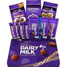 11 X CADBURY DAIRY MILK DELUXE CHOCOLATE HAMPER, GIFT BOX OF 10 ASSORTED CHOCOLATE BARS AND BAGS, 1.04 KG BB: 06/08/24.