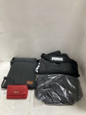 13X ASSORTED BAGS TO INCLUDE PUMA DUFFEL BAG.