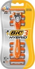 10X ASSORTED RAZORS TO INCLUDE BIC 3 HYBRID , MEN'S TRIPLE-BLADE RAZORS FOR MEN, LONG CURVED HANDLE FOR EASY GRIP, PACK WITH 1 HANDLE AND 6 REFILLS, BIC HYBRID 5 FLEX REFILLABLE MEN'S RAZOR, 1 WEIGHT