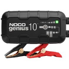 1 X NOCO GENIUS10UK, 10A CAR BATTERY CHARGER, 6V AND 12V PORTABLE SMART CHARGER, BATTERY MAINTAINER, TRICKLE CHARGER AND DESULFATOR FOR AGM, LEISURE, LITHIUM, MOTORBIKE, MOTORCYCLE AND CARAVAN BATTER