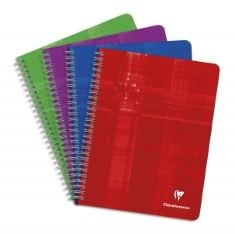 40 X CLAIREFONTAINE - REF 8762C - WIRE BOUND NOTEBOOK (90 SHEETS) - 17 X 22 CM SIZE, SQUARED RULING, 90GSM BRUSHED VELLUM PAPER, LAMINATED CARD COVER - ASSORTED COLOURS.