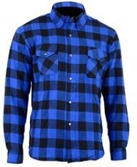 3 X ASSORTED MOTORCYCLE ITEMS TO INCLUDE BIKERS GEAR AUSTRALIA MOTORCYCLE KEVLAR ARAMID LINED PROTECTIVE FLANNEL SHIRT, BLUE/BLACK WITH CE 1621-1 REMOVABLE ARMOUR SIZE 4XL, BIKERS GEAR AUSTRALIA PROT