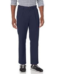 20 X ASSORTED CLOTHING TO INCLUDE ESSENTIALS MEN'S CLASSIC-FIT WRINKLE-RESISTANT PLEATED CHINO TROUSER (AVAILABLE IN BIG & TALL), NAVY, 56W / 28L, MOUNTAIN WAREHOUSE LAKESIDE MENS SHORTS - 100% DURAB