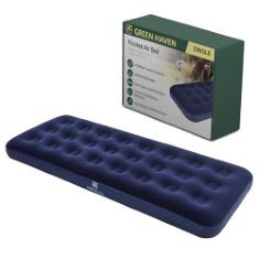 5 X GREENHAVEN SINGLE BLOW UP CAMPING BED (191 X 73 X 22 CM) - WATERPROOF INFLATABLE SINGLE AIRBED MATTRESS | QUICK INFLATE CAMPING MATTRESS IDEAL FOR CAMPING & GUEST USE.