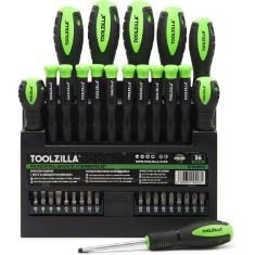 TOOLZILLA PROFESSIONAL SCREWDRIVER SET 36 PIECE MAGNETIC SCREWDRIVER TOOL SET FOR DIY HAND TOOLS. DURABLE MAGNETIC SCREWDRIVER SET WITH HEAVY DUTY BIT DRIVERS, DRAPER SCREWDRIVERS SET.