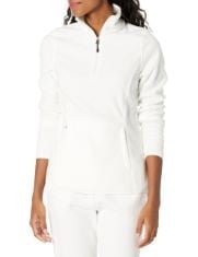 12X ASSORTED MIXED CLOTHING TO INCLUDE ESSENTIALS WOMEN'S CLASSIC-FIT LONG-SLEEVE QUARTER-ZIP POLAR FLEECE PULLOVER JACKET (AVAILABLE IN PLUS SIZE), BRIGHT WHITE, 3XL PLUS, ESSENTIALS WOMEN'S JERSEY