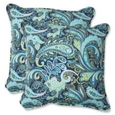 BOX OF 7X ASSORTED HOME ITEMS TO INCLUDE PILLOW PERFECT OUTDOOR PRETTY PAISLEY THROW PILLOW, 18.5-INCH, NAVY, SET OF 2, PRICE'S CANDLES CITRONELLA TEA LIGHTS PACK OF 25 (CITRONELLA RANGE).