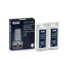 50 X DELONGHI ECODECALK MINI DESCALER FOR COFFEE MACHINES TWIN PACK DLSC200, 2X100ML, WHITE.