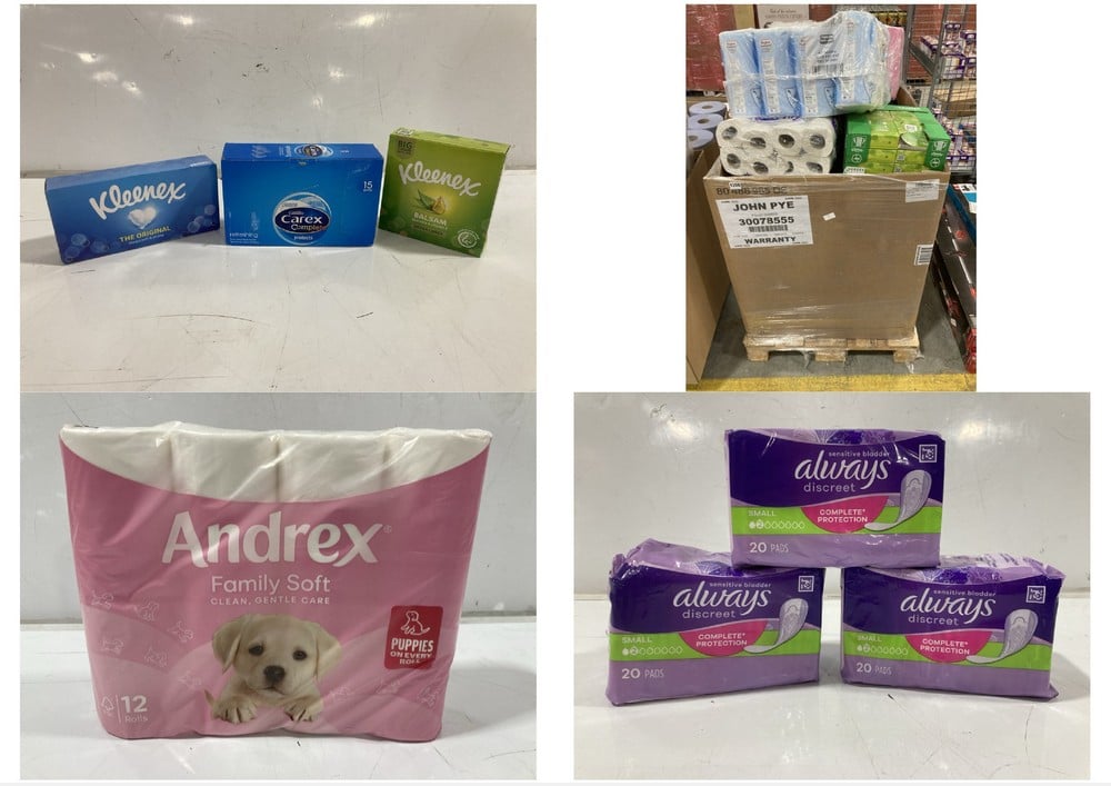 PALLET OF ASSORTED TOILET ROLLS TO INCLUDE ANDREX FAMILY SOFT 12 ROLL PACK (KERBSIDE PALLET DELIVERY)