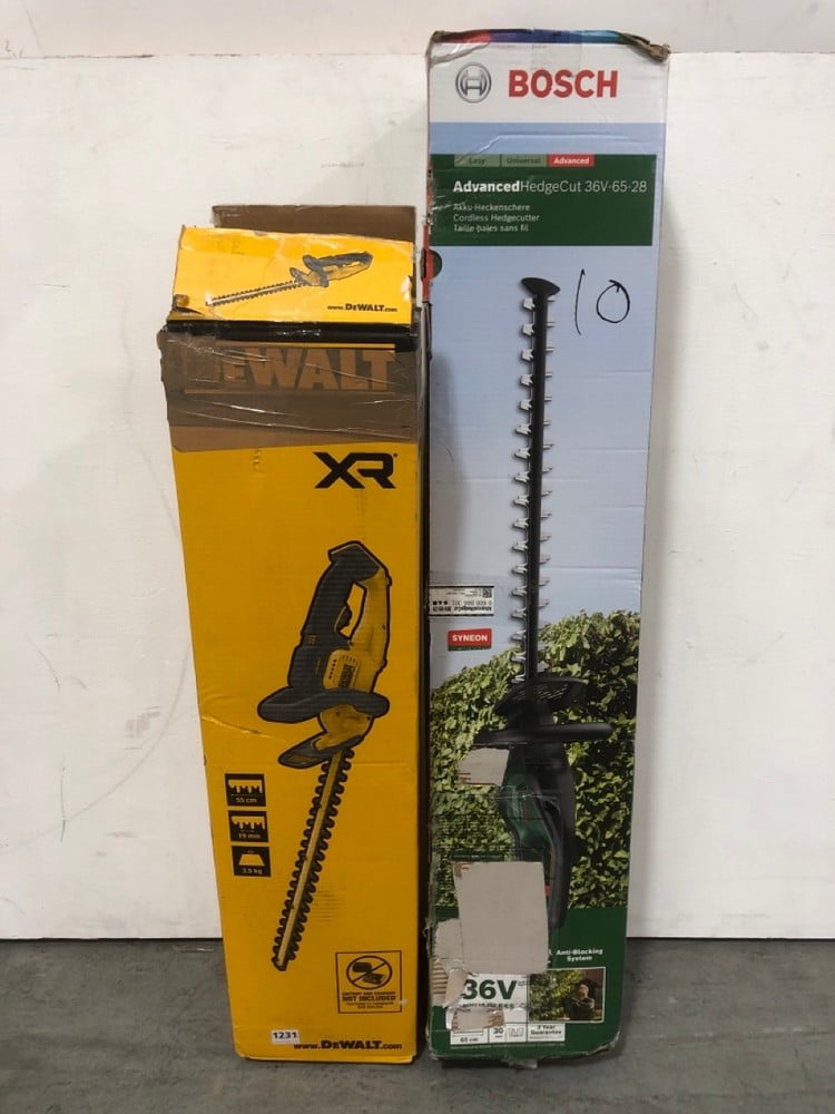 DEWALT XR HEDGE TRIMMER TO INCLUDE BOSCH ADVANCED HEDGE CUT 36V MODEL: 0 600 84A 301