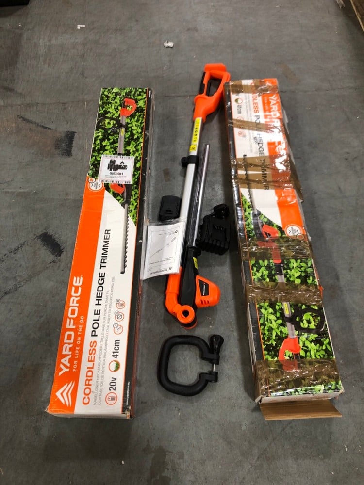 2 X YARDFORCE CORDLESS POLE HEDGE TRIMMER MODEL: LH C41A