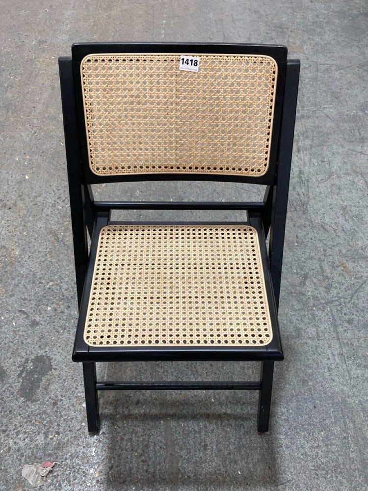 JOHN LEWIS RATTAN DINING CHAIR IN BLACK / NATURAL TO INCLUDE JOHN LEWIS OFFICE DESK WITH WHEELS IN BLACK