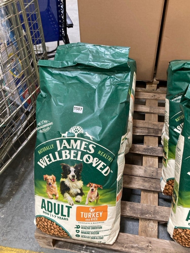 4X JAMES WELLBELOVED TURKEY AND RICE ADULT DOG FOOD (15KG) (KERBSIDE PALLET DELIVERY)