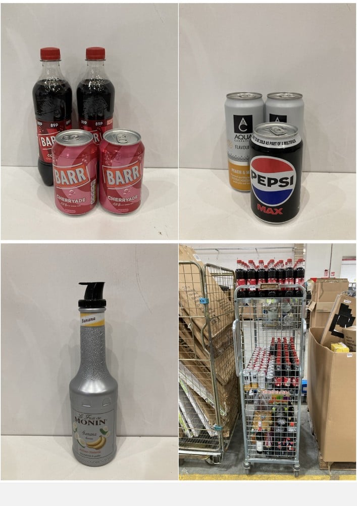 CAGE OF ASSORTED CONSUMABLE LIQUIDS TO INCLUDE BAR COLA 500ML- RRP £0.89 (COLLECTION ONLY)