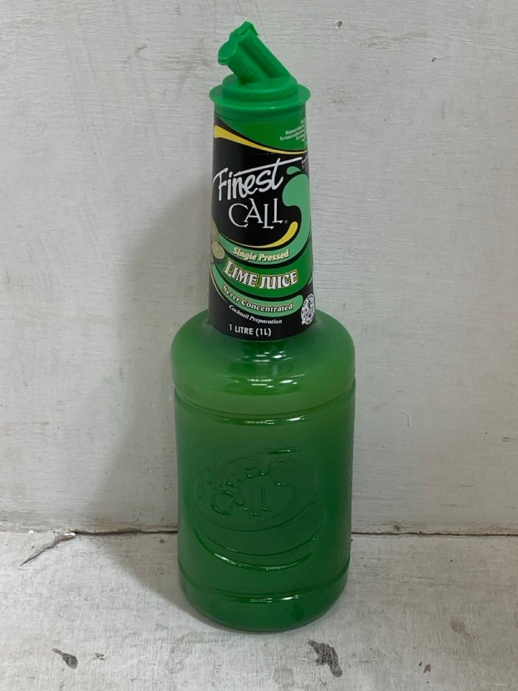 QUANTITY OF FINEST CALL SINGLE PRESS LIME JUICE COCKTAIL PREPARATION (1L)- RRP £9.99 BBE 9/24 (COLLECTION ONLY, CAGE NOT INCLUDED) (KERBSIDE PALLET DELIVERY)