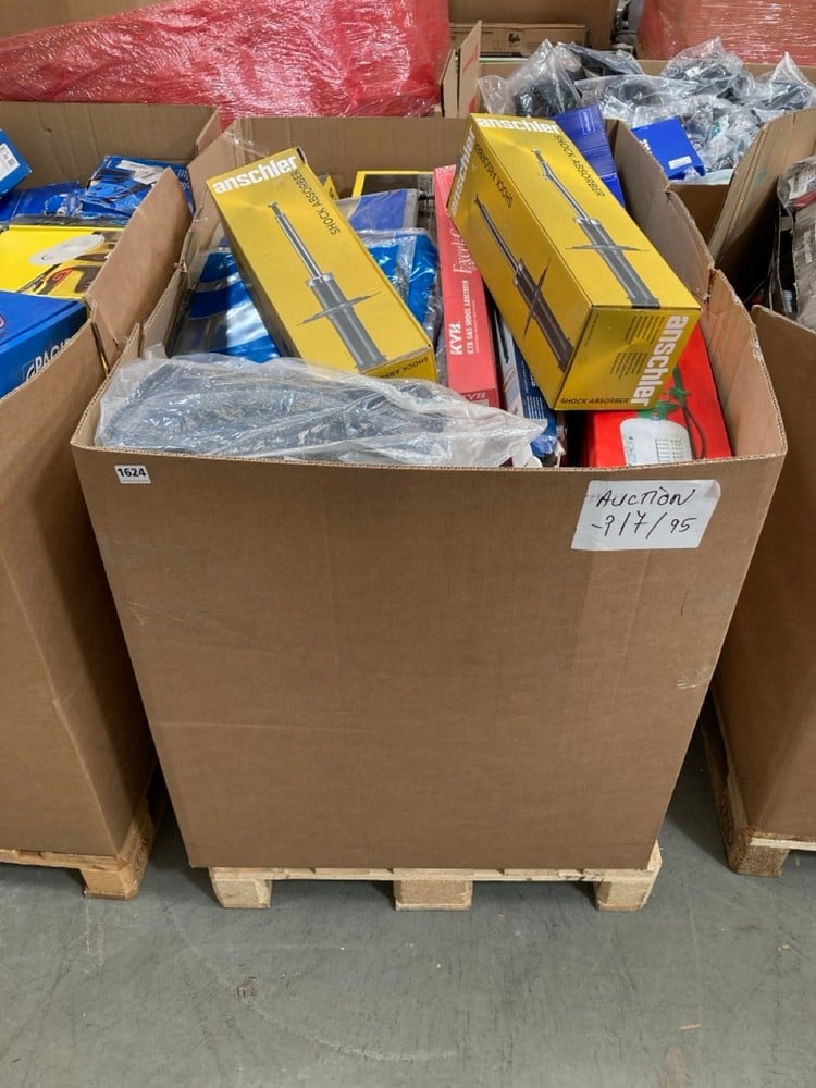 PALLET OF ASSORTED CAR PARTS TO INCLUDE ANSCHLER SHOCK ABSORBER MODEL NO:635110161 (KERBSIDE PALLET DELIVERY)