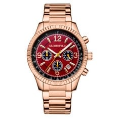 HAND ASSEMBLED GLOBENFELD LIMITED EDITION EXPEDIENT ROSE RED WATCH SKU:GF0004 RRP £415: LOCATION - RACK A