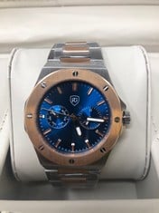 MENS RAYMOND GAUDIN CHRONOGRAPH WATCH – SUB DIALS WITH DATE – STAINLESS CASE & STRAP – 5ATM WATER RESISTANT - WOODEN GIFT BOX – RRP £920: LOCATION - RACK A