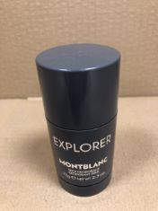 QUANTITY OF ITEMS TO INCLUDE MONTBLANC EXPLORER DEO STICK 75G.: LOCATION - RACK C