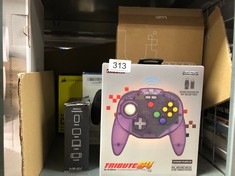 QUANTITY OF TECH & GAMING ITEMS TO INCLUDE RETRO-BIT TRIBUTE64 2.4GHZ WIRELESS CONTROLLER FOR N64, SWITCH, PC, MAC AND OTHER USB DEVICES - ATOMIC PURPLE , NINTENDO SWITCH// : LOCATION - RACK C