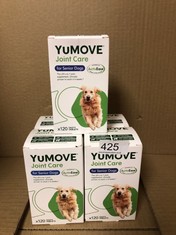 5 X YUMOVE SENIOR DOG | HIGH STRENGTH JOINT SUPPLEMENT FOR OLDER, STIFF DOGS WITH GLUCOSAMINE, CHONDROITIN, GREEN LIPPED MUSSEL | AGED 9+ | 120 TABLETS,PACKAGE MAY VARY. EXP 10/2025: LOCATION - RACK