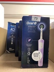 QUANTITY OF HEALTH & BEAUTY ITEMS TO INCLUDE ORAL-B VITALITY PRO ELECTRIC TOOTHBRUSHES FOR ADULTS,1 HANDLE, 2 TOOTHBRUSH HEADS, 3 BRUSHING MODES INCLUDING SENSITIVE PLUS, 2 PIN UK PLUG, PURPLE: LOCAT