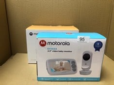 QUANTITY OF BABY & TODDLER ITEMS TO INCLUDE MOTOROLA NURSERY EASE 34 - BABY MONITOR WITH CAMERA - 4.3 INCH VIDEO BABY MONITOR DISPLAY - NIGHT VISION, BIDIRECTIONAL COMMUNICATION, LULLABIES, ZOOM, ROO