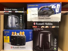 QUANTITY OF KITCHEN & APPLIANCES ITEMS TO INCLUDE RUSSELL HOBBS POWER STEAM ULTRA IRON, CERAMIC NON-STICK SOLEPLATE, 210G STEAM SHOT, 70G CONTINUOUS STEAM, 350ML WATER TANK, SELF-CLEAN, ANTI-CALC & A