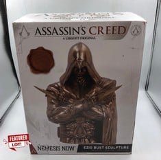 NEMESIS NOW ASSASSIN'S CREED EZIO BUST BOX BRONZE. RRP £230: LOCATION - TOP 50 TABLES